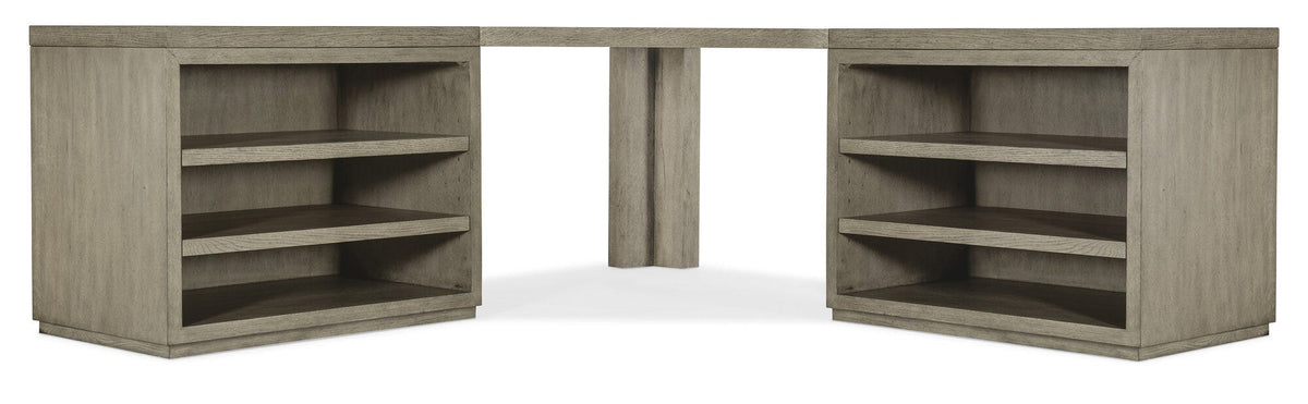 Linville Falls Corner Desk with Two Open Desk Cabinets - Straight