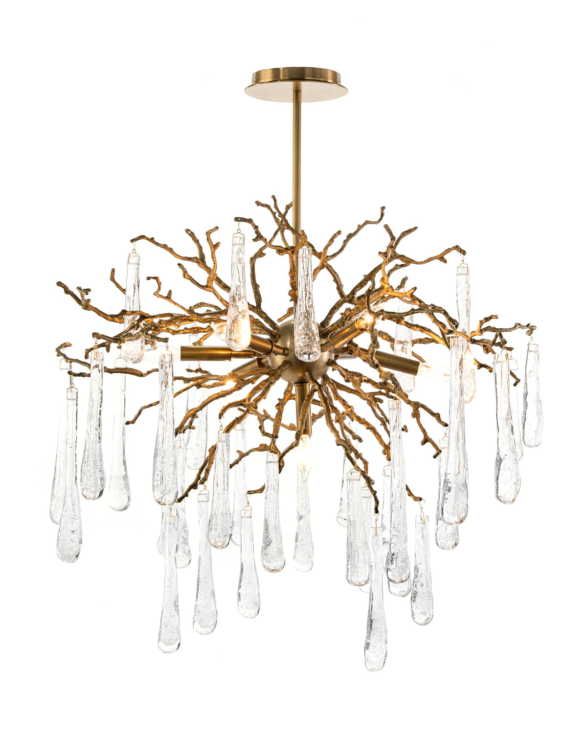 Brass And Glass Teardrop Seven-Light Chandelier | John-Richard - AJC-8981