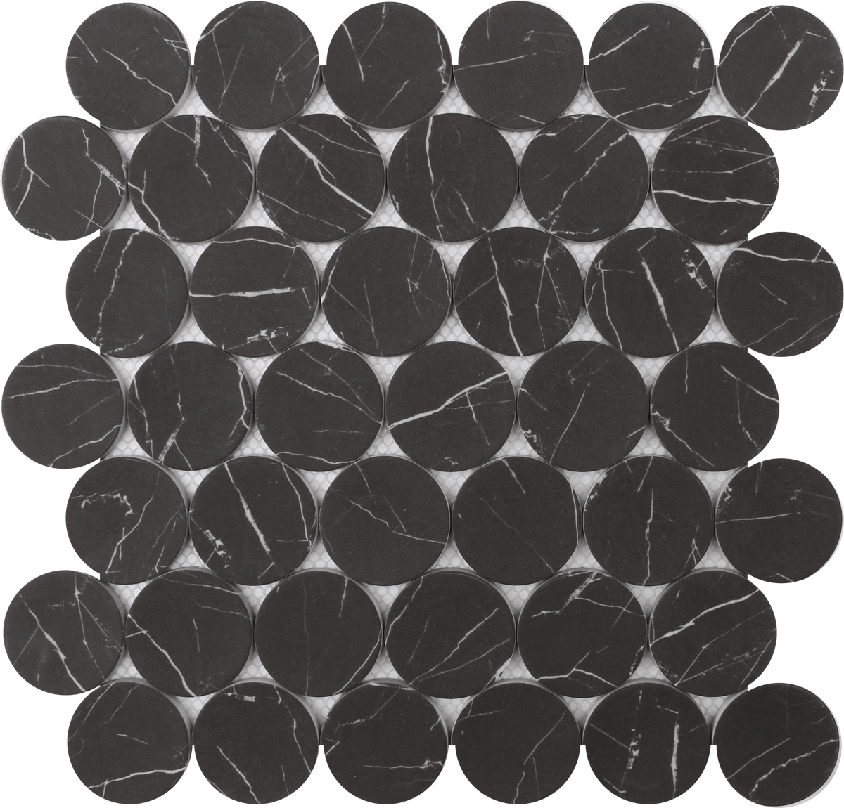 Roca Tile - Nero Marquina Dots 12 x 12 Mosaic
