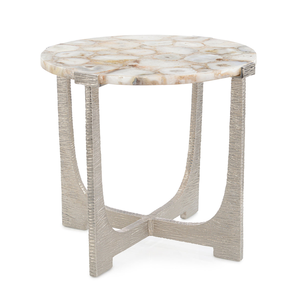 Unity Round Agate End Table, Nickel | John Richard - JFD-0394