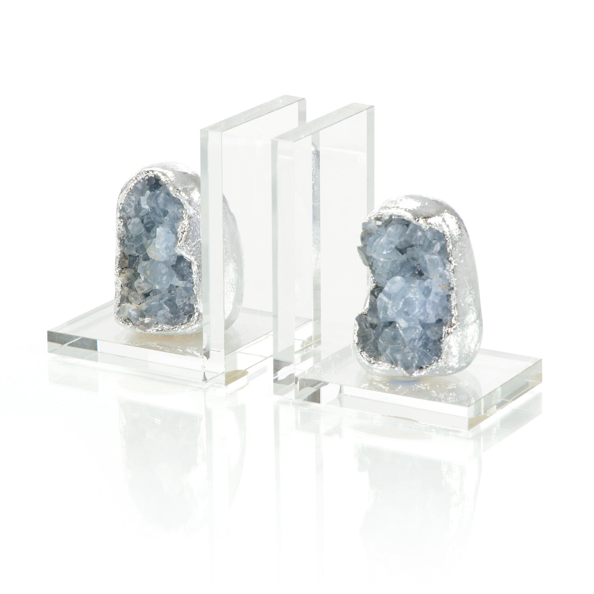 Set of Two Silver Geode Bookends | John Richard - JRA-14327S2