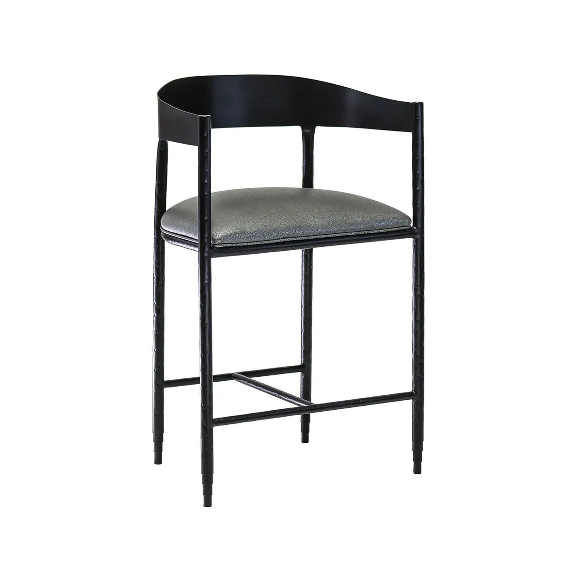 Lorenzo Barstool (B295H26XS) shown in Hand Hammered Black Finish with Halyard Coin vinyl.