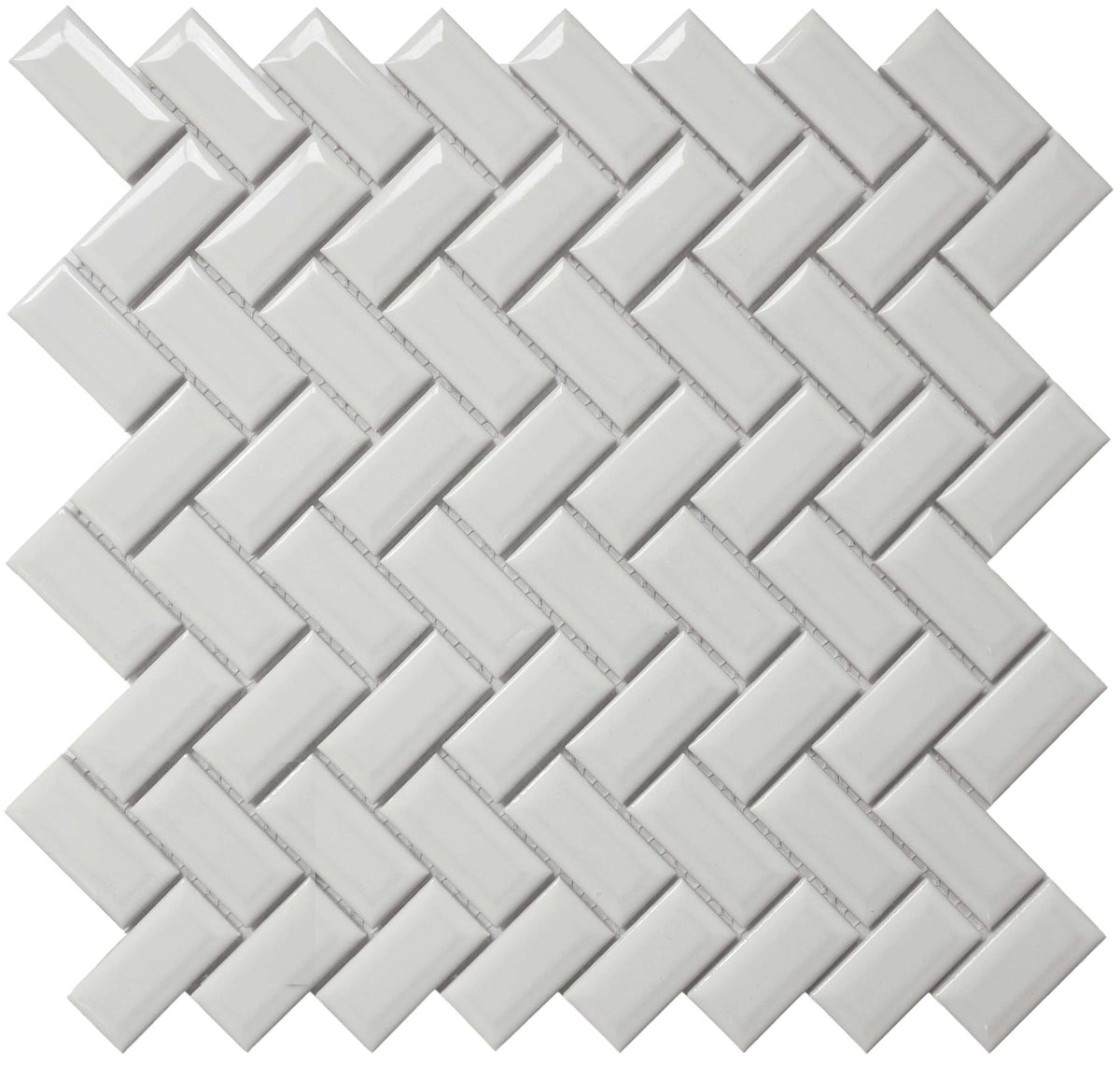 Roca Tile - White Bright  12 x 12 Diamond Herring Mosaic