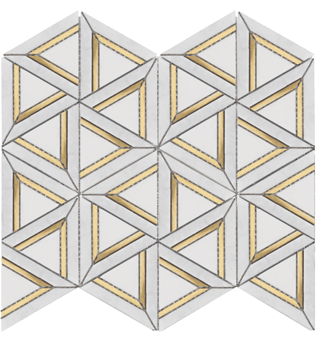 Roca Tile - Carrara White Metal Geo 12 x 14 Mosaic