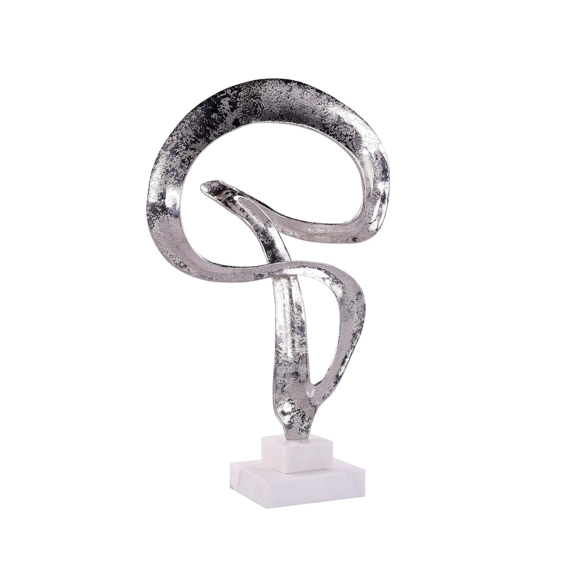 Winding Flourish Sculpture on Marble Base, Nickel | John-Richard - JRA-15263