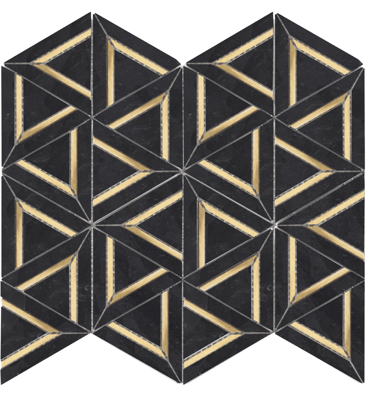 Roca Tile - Nero Marquina Metal Geo 12 x 14 Mosaic