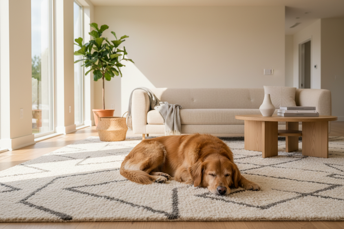 Dog on Luxury Rug