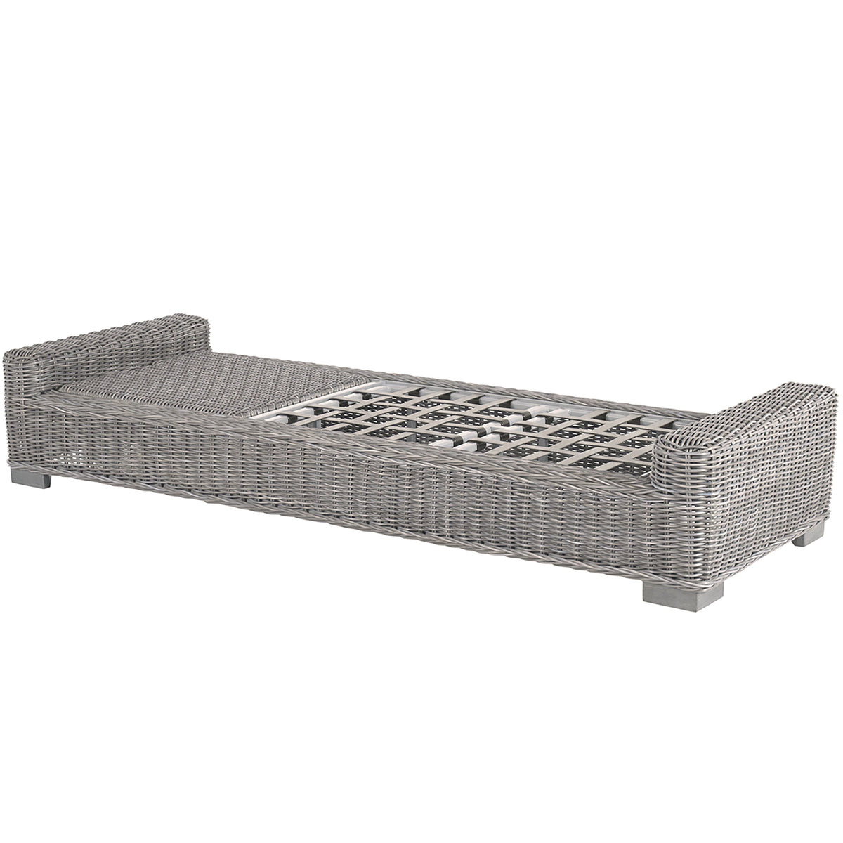 Rustic Wicker Outdoor Armless Chaise Lounge