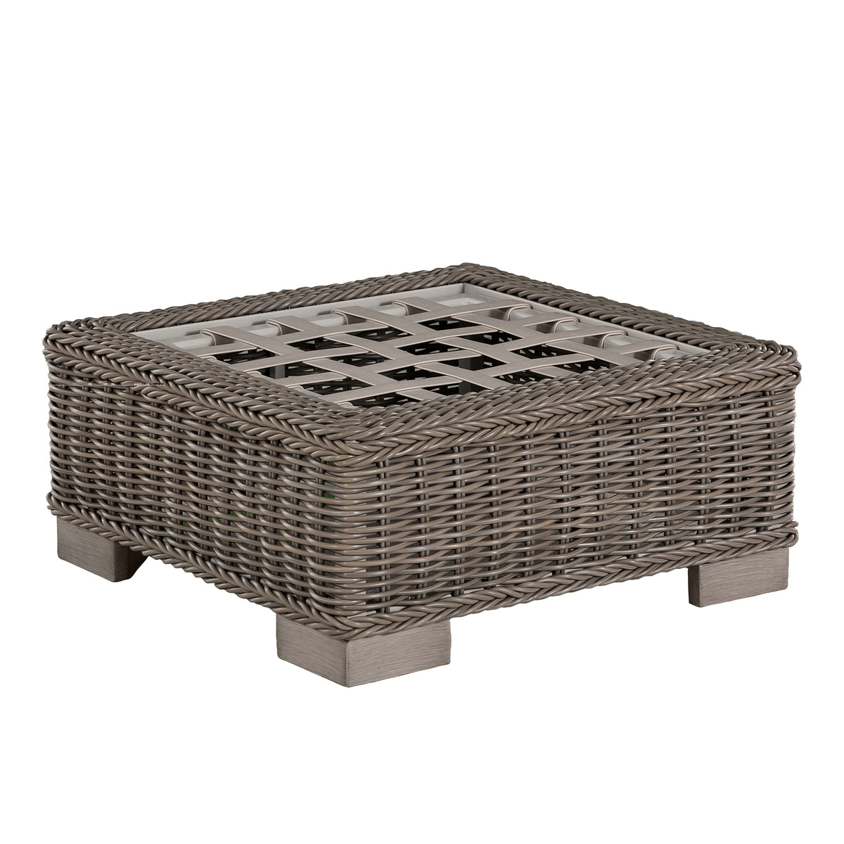 Rustic N-Dura Resin Wicker Outdoor Woven Ottoman