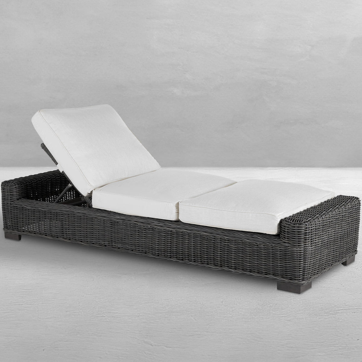 Rustic Wicker Outdoor Armless Chaise Lounge
