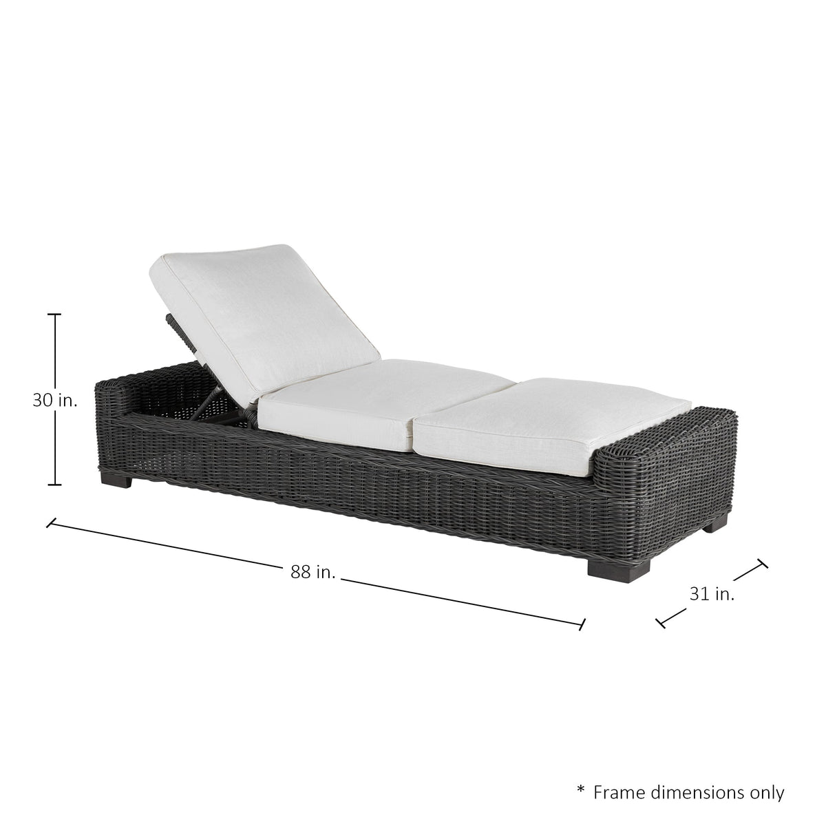 Rustic Wicker Outdoor Armless Chaise Lounge