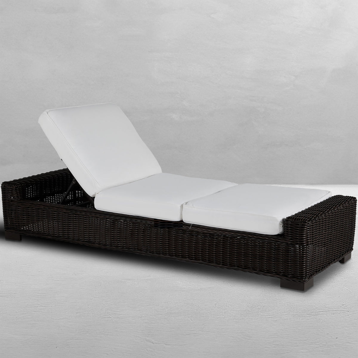 Rustic Wicker Outdoor Armless Chaise Lounge