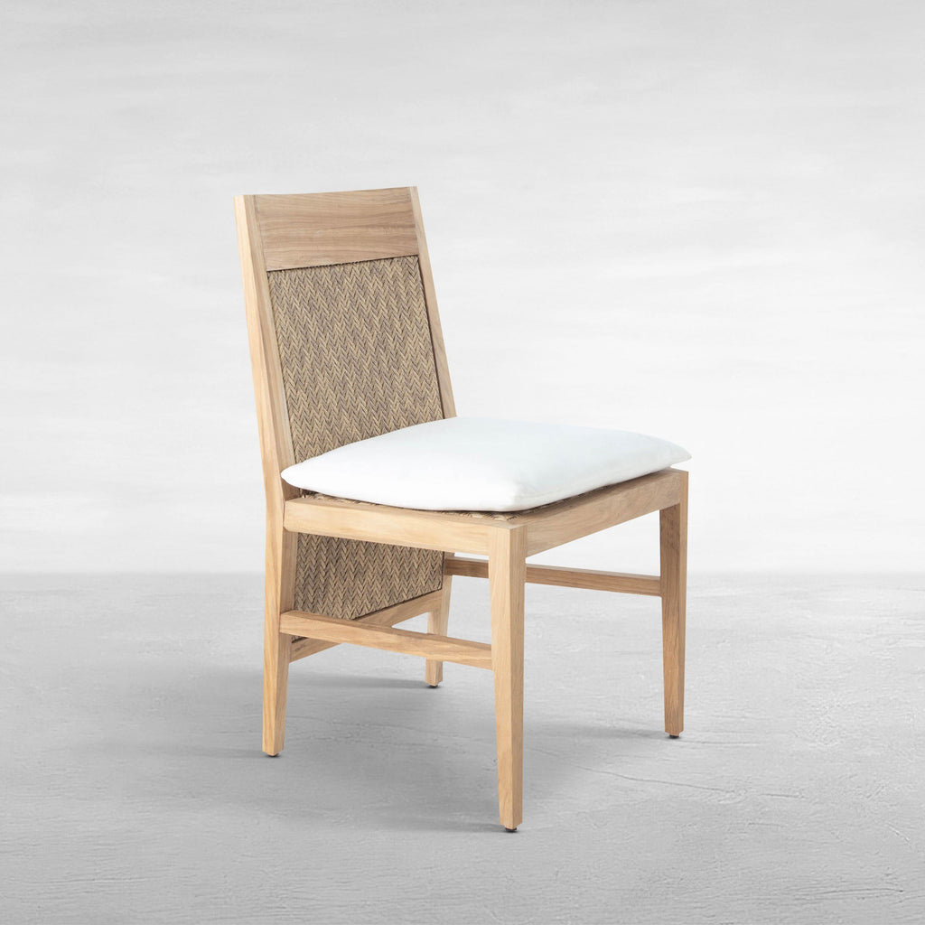 Savannah Resin Wicker Outdoor Teak Side Chair
