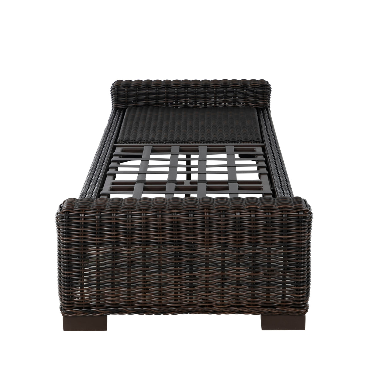 Rustic Wicker Outdoor Armless Chaise Lounge